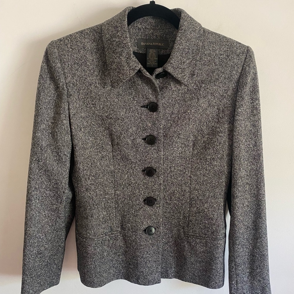 Banana Republic Charcoal Women's Blazer Corporate Professional